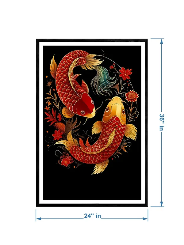 Floral_Red_&_Gold_Koi_Fish_Canvas_-_24x36_Box_Fiber_Frame_|_Japanese_Tattoo_Art_Style_|_Elegant_Black_Background_Decor_|_Feng_Shui_Symbolism_BLF24360914