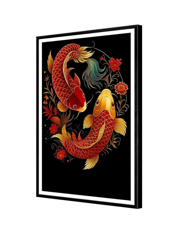 Floral_Red_&_Gold_Koi_Fish_Canvas_-_24x36_Box_Fiber_Frame_|_Japanese_Tattoo_Art_Style_|_Elegant_Black_Background_Decor_|_Feng_Shui_Symbolism_BLF24360914
