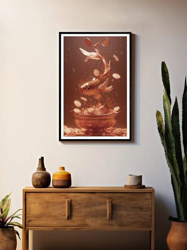 Golden_Koi_Jumping_Over_Coin_Bowl_|_Box_Fiber_Canvas_Painting_Frame_|_24x36_|_Prosperity_Wall_Art_Decor_BLF24360926