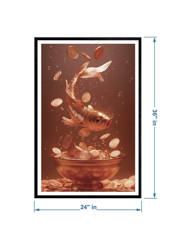 Golden_Koi_Jumping_Over_Coin_Bowl_|_Box_Fiber_Canvas_Painting_Frame_|_24x36_|_Prosperity_Wall_Art_Decor_BLF24360926