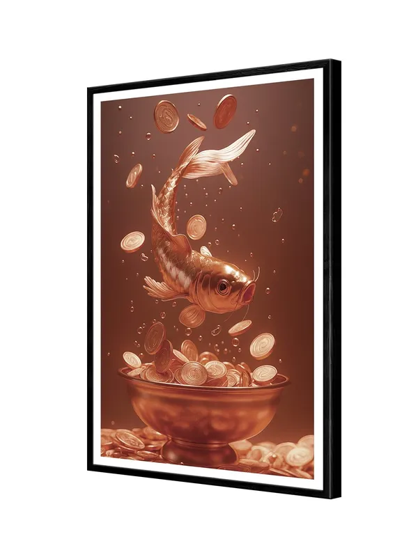 Golden_Koi_Jumping_Over_Coin_Bowl_|_Box_Fiber_Canvas_Painting_Frame_|_24x36_|_Prosperity_Wall_Art_Decor_BLF24360926