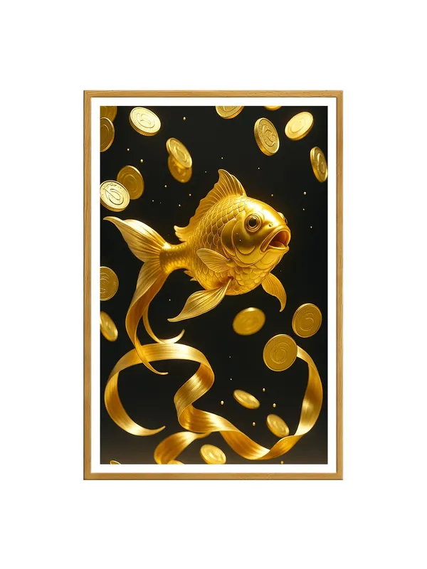 Radiant_Goldfish_with_Floating_Coins_|_Box_Fiber_Canvas_Frame_|_24x36_|_Luxury_Gold_Koi_Wall_Decor_GOF24360927