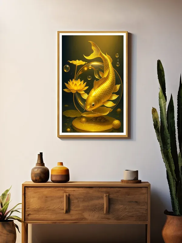 Box_Fiber_Canvas_Painting_Frame_24x36_-_Golden_Koi_with_Lotus_and_Bubbles_|_Prosperity_Symbolism_Wall_Decor_GOF24360890