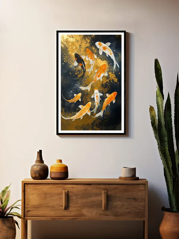 Box_Fiber_Canvas_Painting_Frame_-_Golden_and_Black_Koi_Fish_School_Wall_Art_24x36_|_Luxurious_Feng_Shui_Canvas_BLF24360862