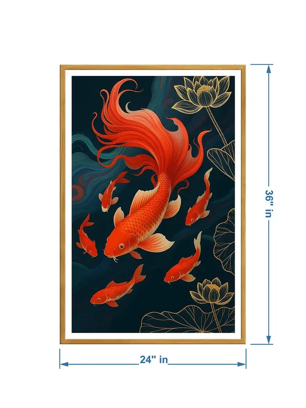 Red_Harmony_Koi_Fish_Family_Box_Fiber_Canvas_Painting_Frame_24X36_-_Artistic_Water_Lotus_Wall_Decor_GOF24360879