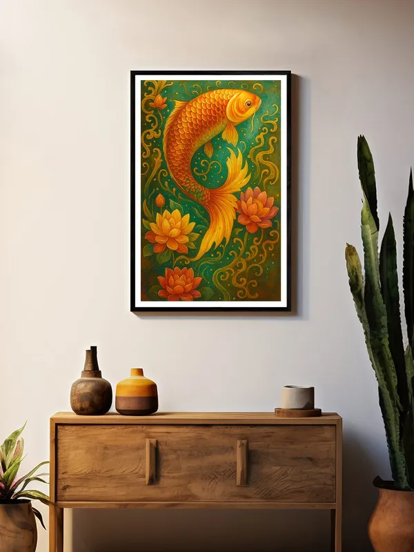 Mystic_Golden_Koi_with_Lotus_&_Swirls_|_Box_Fiber_Canvas_Frame_|_24x36_|_Fantasy_Spiritual_Fish_Art_BLF24360945