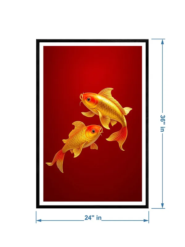 Twin_Golden_Koi_on_Red_Background_|_Box_Fiber_Canvas_Painting_Frame_|_24x36_|_Feng_Shui_Fish_Wall_Art_for_Luck_&_Love_BLF24360931