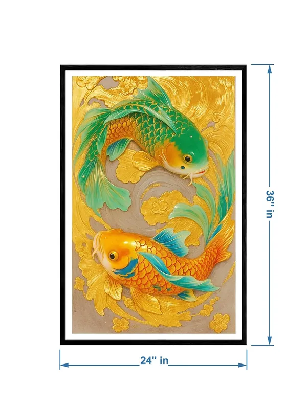 Box_Fiber_Canvas_Painting_Frame_-_Vibrant_Golden_&_Green_Koi_Fish_24x36_|_Feng_Shui_Inspired_Wall_Art_BLF24360848