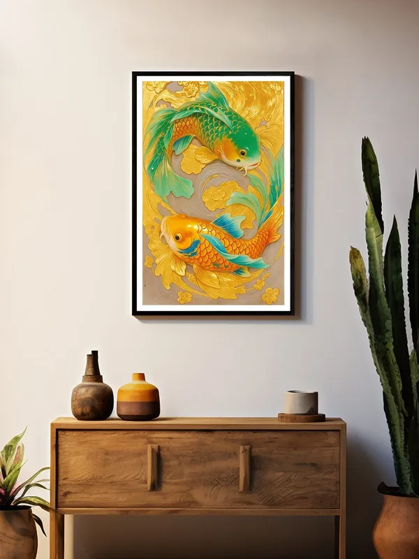 Box_Fiber_Canvas_Painting_Frame_-_Vibrant_Golden_&_Green_Koi_Fish_24x36_|_Feng_Shui_Inspired_Wall_Art_BLF24360848