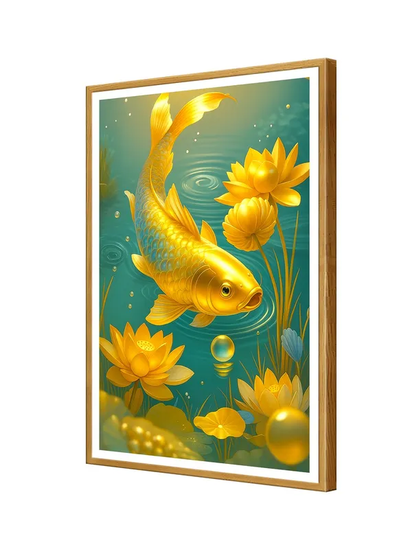 Golden_Koi_Amid_Lotus_Flowers_|_Box_Fiber_Canvas_Frame_|_24x36_|_Peaceful_Nature-Inspired_Wall_Decor_GOF24360929