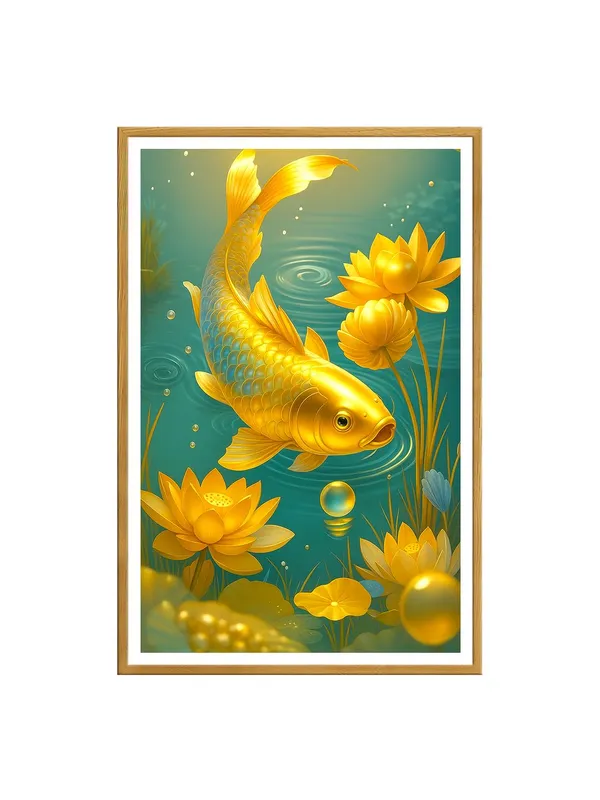 Golden_Koi_Amid_Lotus_Flowers_|_Box_Fiber_Canvas_Frame_|_24x36_|_Peaceful_Nature-Inspired_Wall_Decor_GOF24360929