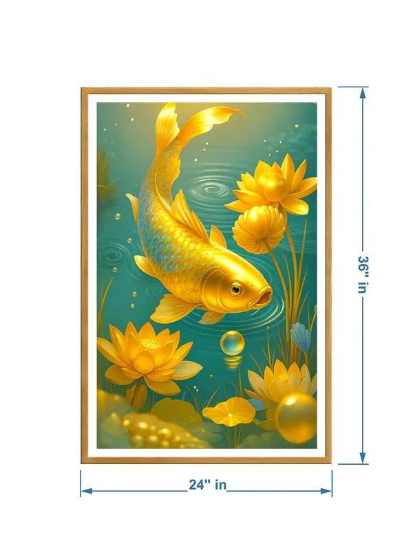 Golden_Koi_Amid_Lotus_Flowers_|_Box_Fiber_Canvas_Frame_|_24x36_|_Peaceful_Nature-Inspired_Wall_Decor_GOF24360929