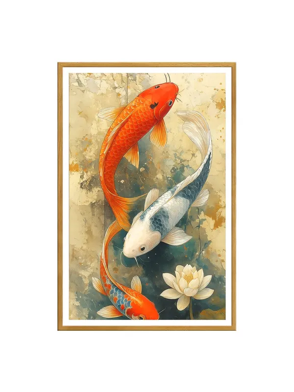 Traditional_Japanese_Koi_Painting_-_24x36_Box_Fiber_Canvas_Frame_|_Lotus_Pond_Scene_|_Watercolor-Inspired_Wall_Art_|_Tranquil_Home_Decor_GOF24360904