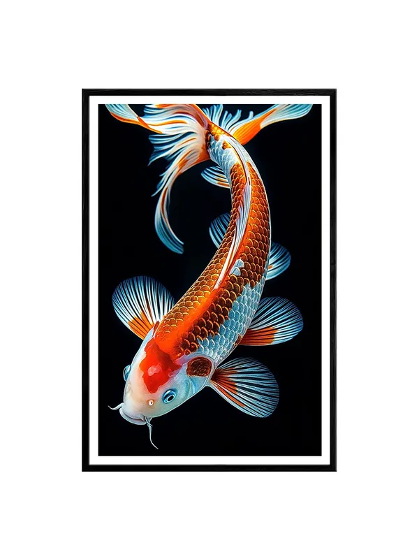 Box_Fiber_Canvas_Painting_Frame_-_High_Definition_Red_and_Blue_Koi_Fish_on_Black_24x36_|_Modern_Japanese_Fish_Wall_Art_BLF24360861