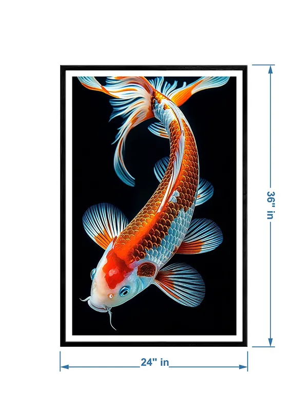 Box_Fiber_Canvas_Painting_Frame_-_High_Definition_Red_and_Blue_Koi_Fish_on_Black_24x36_|_Modern_Japanese_Fish_Wall_Art_BLF24360861