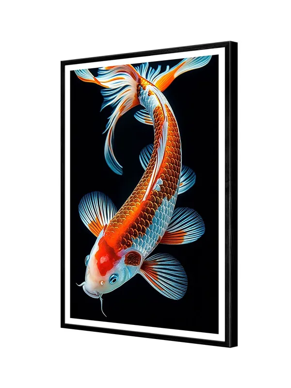 Box_Fiber_Canvas_Painting_Frame_-_High_Definition_Red_and_Blue_Koi_Fish_on_Black_24x36_|_Modern_Japanese_Fish_Wall_Art_BLF24360861