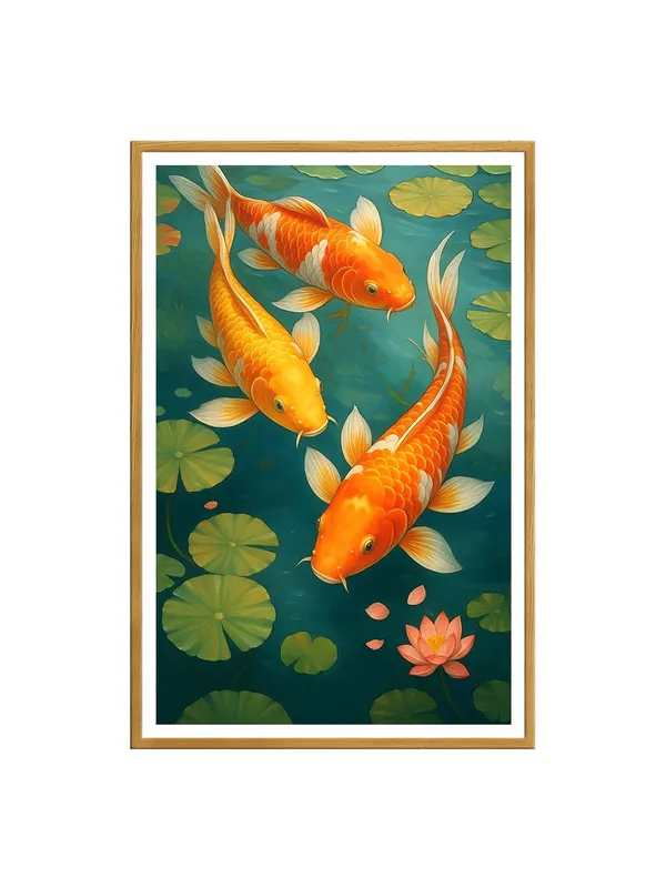 Serene_Orange_Koi_Fish_with_Lily_Pads_Canvas_Painting_in_Box_Fiber_Frame_-_24X36_Inch_|_Feng_Shui_Peaceful_Pond_Wall_Art_|_Nature-Inspired_Decor_GOF24360885