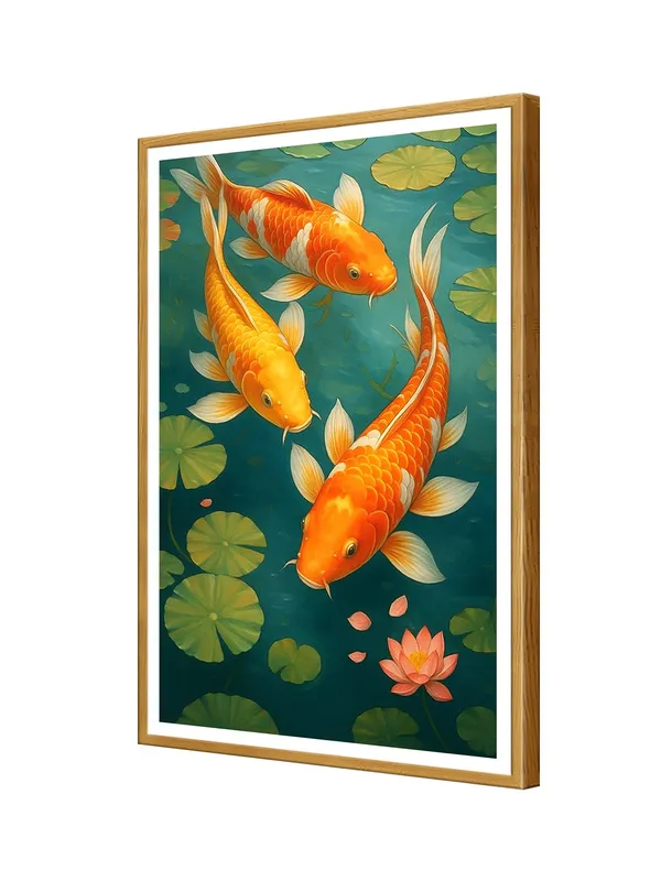 Serene_Orange_Koi_Fish_with_Lily_Pads_Canvas_Painting_in_Box_Fiber_Frame_-_24X36_Inch_|_Feng_Shui_Peaceful_Pond_Wall_Art_|_Nature-Inspired_Decor_GOF24360885