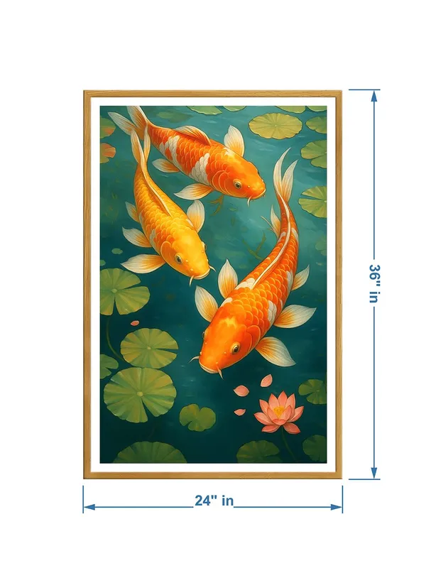 Serene_Orange_Koi_Fish_with_Lily_Pads_Canvas_Painting_in_Box_Fiber_Frame_-_24X36_Inch_|_Feng_Shui_Peaceful_Pond_Wall_Art_|_Nature-Inspired_Decor_GOF24360885