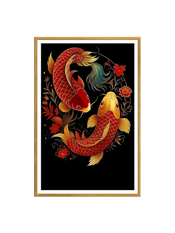 Floral_Red_&_Gold_Koi_Fish_Canvas_-_24x36_Box_Fiber_Frame_|_Japanese_Tattoo_Art_Style_|_Elegant_Black_Background_Decor_|_Feng_Shui_Symbolism_GOF24360914