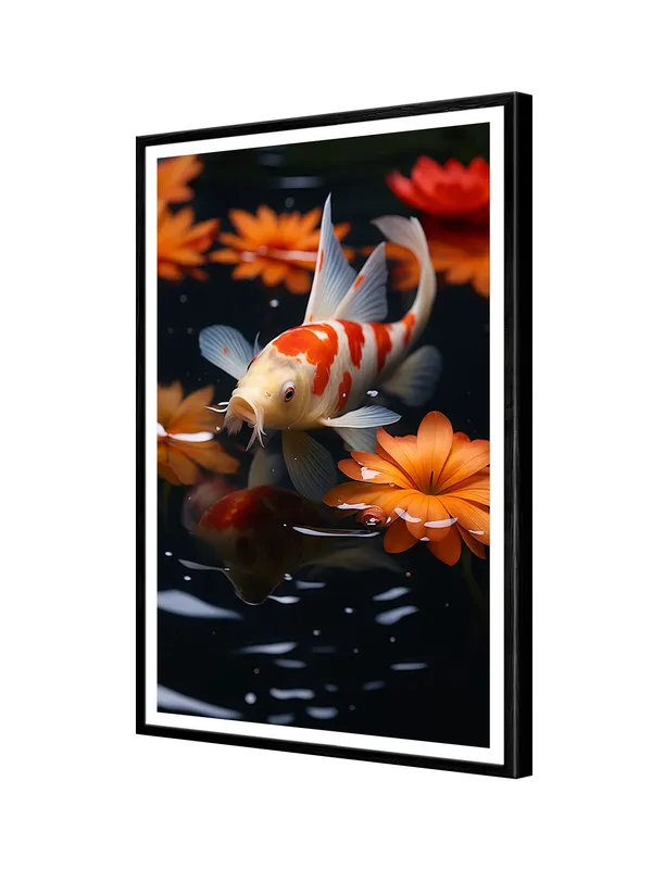 Realistic_Koi_Fish_with_Lotus_Flowers_-_24x36_Box_Fiber_Canvas_|_Photoreal_Pond_Art_|_Nature-Inspired_Tranquil_Wall_Decor_BLF24360915