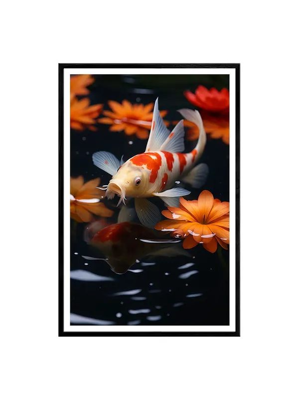 Realistic_Koi_Fish_with_Lotus_Flowers_-_24x36_Box_Fiber_Canvas_|_Photoreal_Pond_Art_|_Nature-Inspired_Tranquil_Wall_Decor_BLF24360915