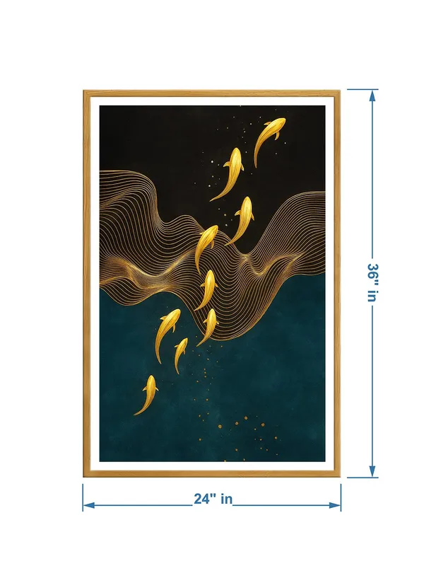 Abstract_Golden_Koi_Fish_Flowing_in_Waves_Box_Fiber_Canvas_Frame_-_24X36_Inch_Painting_|_Modern_Art_Wall_Decor_|_Elegant_Minimalist_Fish_Design_GOF24360884