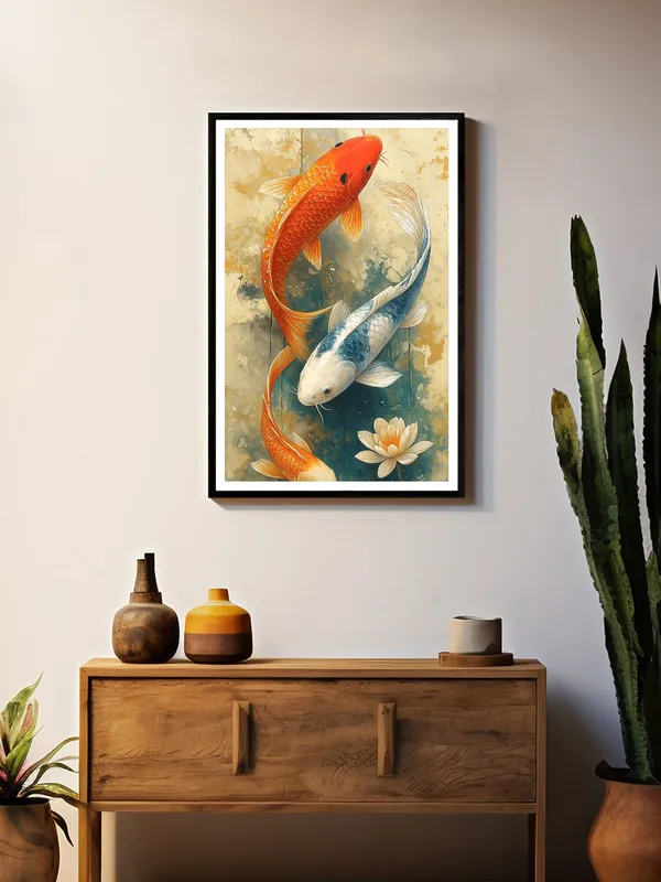 Yin_Yang_Red_and_Blue_Koi_Fish_Box_Fiber_Canvas_Painting_-_24X36_Inch_Framed_Wall_Art_|_Japanese_Style_Zen_Decor_|_Spiritual_Art_for_Harmony_BLF24360883