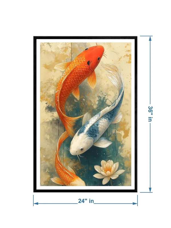 Yin_Yang_Red_and_Blue_Koi_Fish_Box_Fiber_Canvas_Painting_-_24X36_Inch_Framed_Wall_Art_|_Japanese_Style_Zen_Decor_|_Spiritual_Art_for_Harmony_BLF24360883
