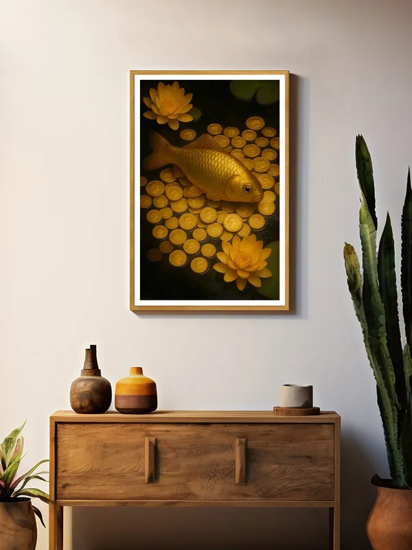 Golden_Koi_and_Coin_Pond_Canvas_Painting_|_24X36_Box_Fiber_Frame_|_Prosperity_Fish_Wall_Art_for_Wealth_Attraction_GOF24360873
