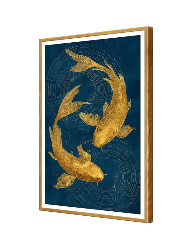 Gold_Textured_Koi_on_Blue_Canvas_Swirls_|_Box_Fiber_Canvas_Frame_|_24x36_|_Rich_Decorative_Fish_Art_GOF24360937