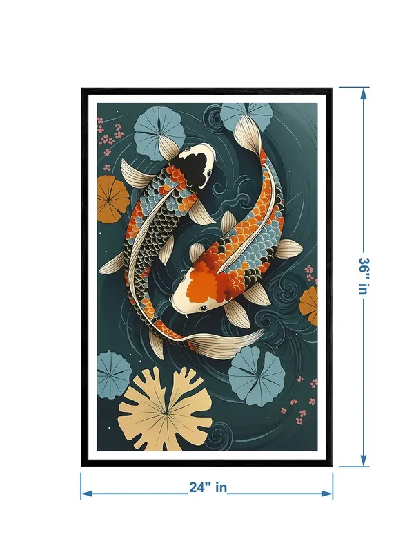 Yin-Yang_Koi_Pair_in_Lotus_Pond_|_Box_Fiber_Canvas_Frame_|_24x36_|_Harmonious_Traditional_Art_BLF24360930