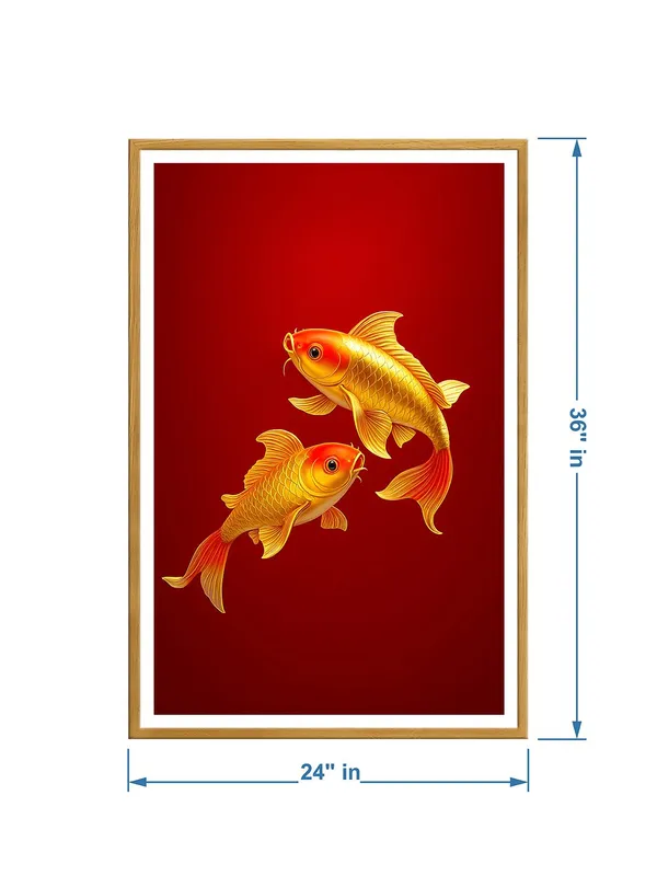 Twin_Golden_Koi_on_Red_Background_|_Box_Fiber_Canvas_Painting_Frame_|_24x36_|_Feng_Shui_Fish_Wall_Art_for_Luck_&_Love_GOF24360931