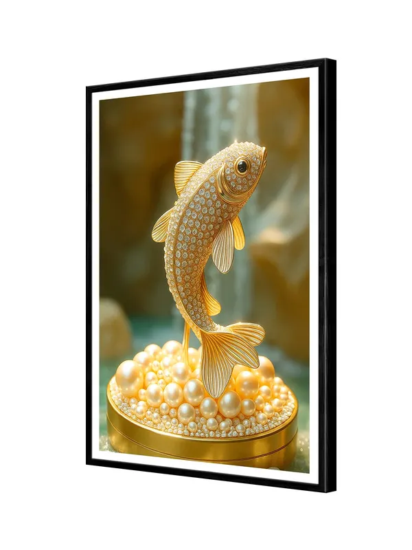 Box_Fiber_Canvas_Painting_Frame_24x36_-_Golden_Diamond_Koi_Fish_Statue_Art_|_Opulent_Wall_Decor_for_Luxurious_Spaces_BLF24360888