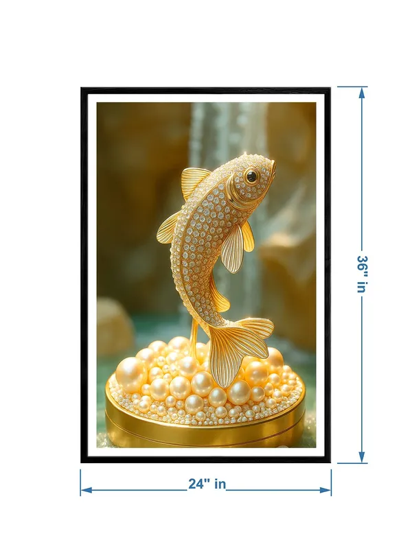 Box_Fiber_Canvas_Painting_Frame_24x36_-_Golden_Diamond_Koi_Fish_Statue_Art_|_Opulent_Wall_Decor_for_Luxurious_Spaces_BLF24360888