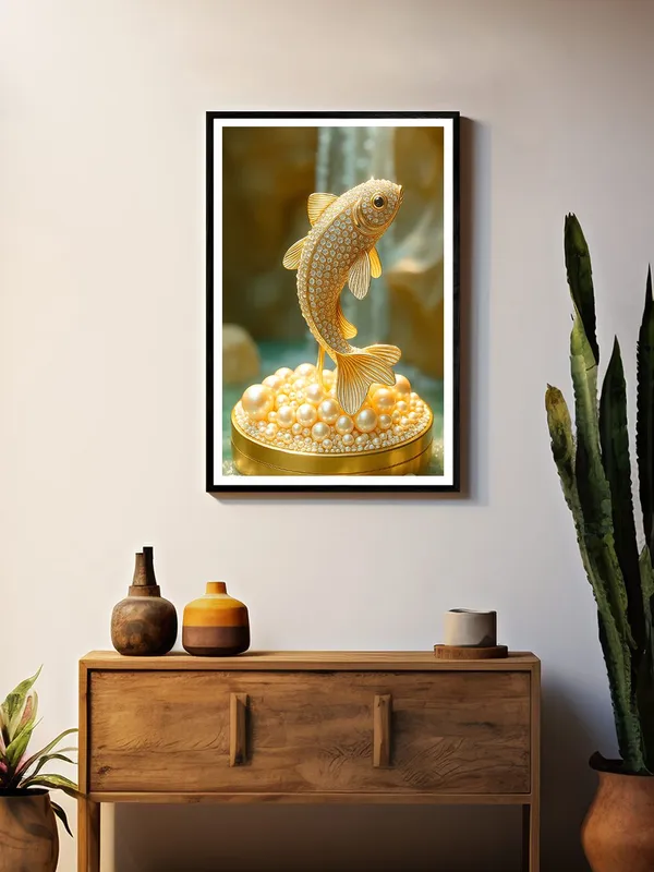 Box_Fiber_Canvas_Painting_Frame_24x36_-_Golden_Diamond_Koi_Fish_Statue_Art_|_Opulent_Wall_Decor_for_Luxurious_Spaces_BLF24360888