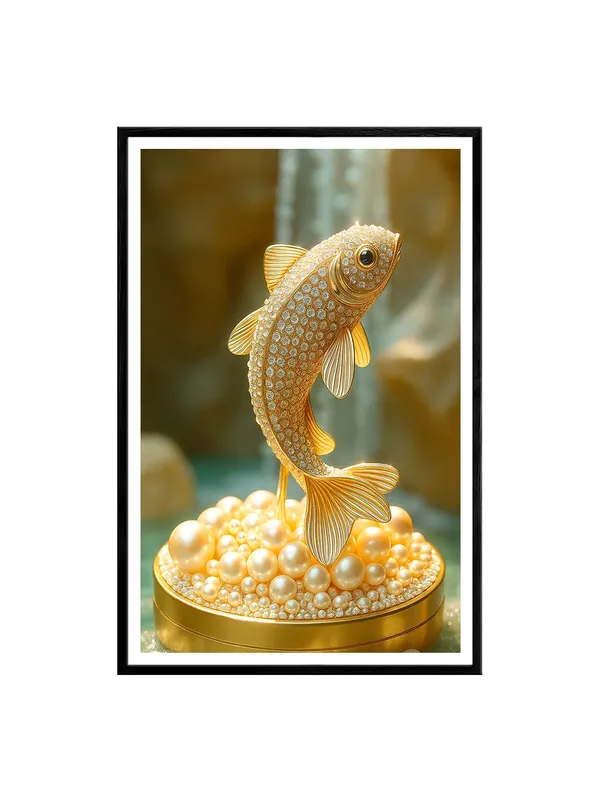 Box_Fiber_Canvas_Painting_Frame_24x36_-_Golden_Diamond_Koi_Fish_Statue_Art_|_Opulent_Wall_Decor_for_Luxurious_Spaces_BLF24360888