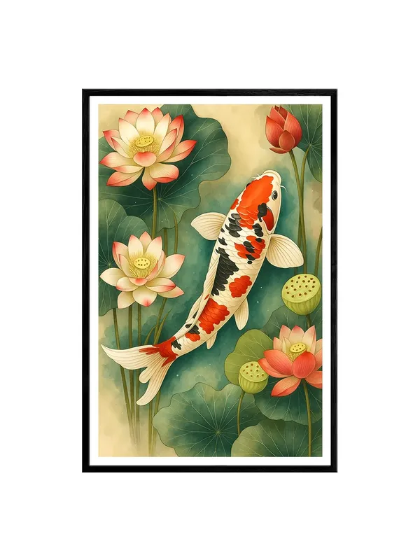 Box_Fiber_Canvas_Painting_Frame_24x36_-_Tricolor_Koi_Fish_with_Lotus_Flowers_|_Nature-Inspired_Wall_Decor_BLF24360887