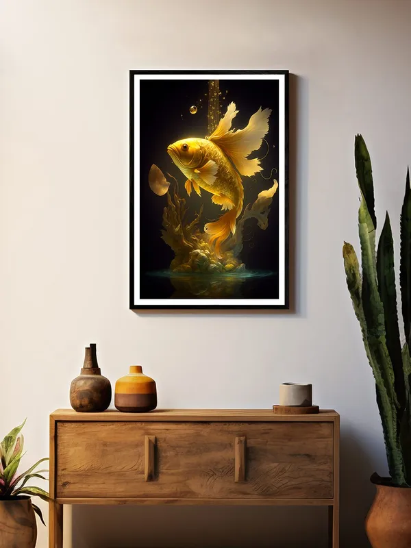 Golden_Koi_Rising_Amid_Starlit_Ripples_|_Box_Fiber_Canvas_Frame_|_24x36_|_Luxurious_Ethereal_Wall_Art_BLF24360934