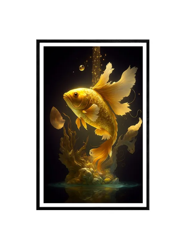 Golden_Koi_Rising_Amid_Starlit_Ripples_|_Box_Fiber_Canvas_Frame_|_24x36_|_Luxurious_Ethereal_Wall_Art_BLF24360934