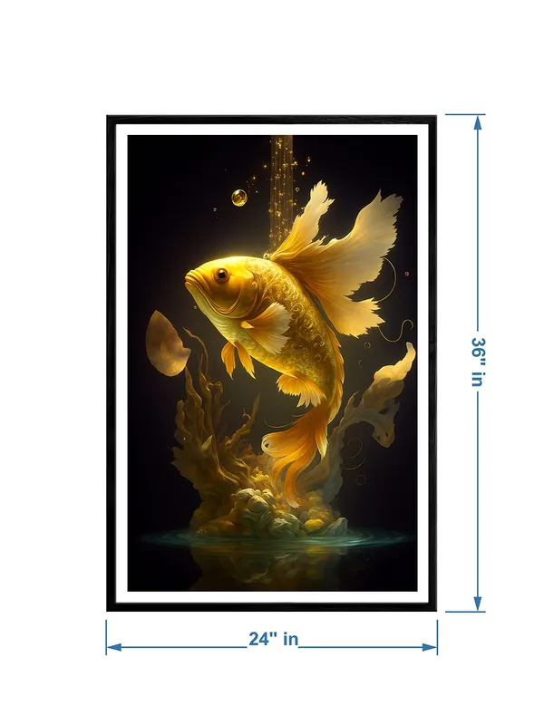Golden_Koi_Rising_Amid_Starlit_Ripples_|_Box_Fiber_Canvas_Frame_|_24x36_|_Luxurious_Ethereal_Wall_Art_BLF24360934