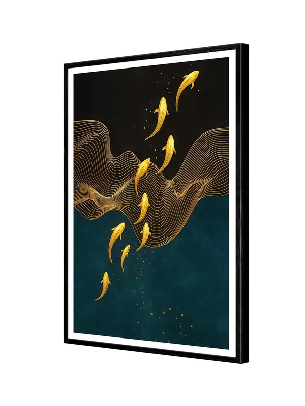 Abstract_Golden_Koi_Fish_Flowing_in_Waves_Box_Fiber_Canvas_Frame_-_24X36_Inch_Painting_|_Modern_Art_Wall_Decor_|_Elegant_Minimalist_Fish_Design_BLF24360884