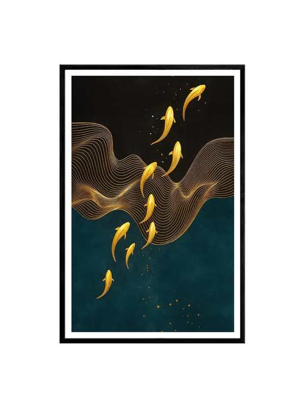 Abstract_Golden_Koi_Fish_Flowing_in_Waves_Box_Fiber_Canvas_Frame_-_24X36_Inch_Painting_|_Modern_Art_Wall_Decor_|_Elegant_Minimalist_Fish_Design_BLF24360884