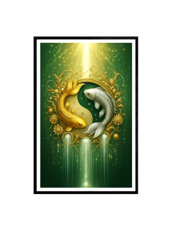 Golden_and_Silver_Koi_Yin-Yang_with_Floral_Glow_|_Box_Fiber_Canvas_Frame_|_24x36_|_Spiritual_Feng_Shui_Art_BLF24360940