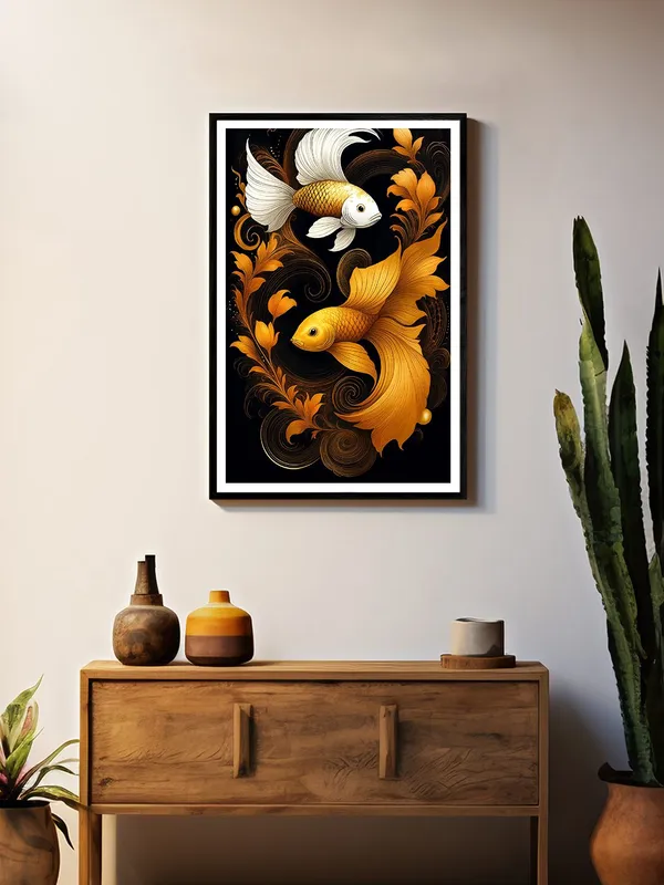 Box_Fiber_Canvas_Painting_Frame_-_Golden_and_White_Koi_Fish_Swirling_Floral_Canvas_24x36_|_Ornamental_Japanese_Decor_BLF24360865