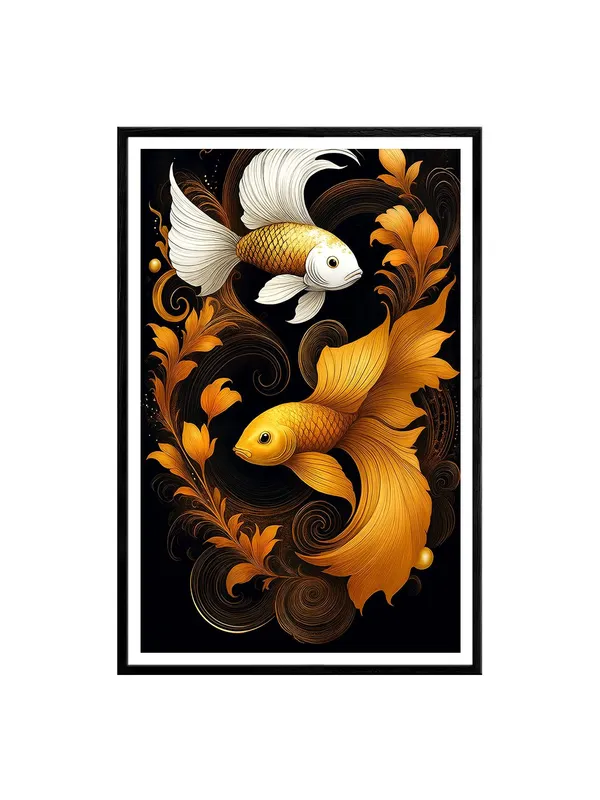Box_Fiber_Canvas_Painting_Frame_-_Golden_and_White_Koi_Fish_Swirling_Floral_Canvas_24x36_|_Ornamental_Japanese_Decor_BLF24360865