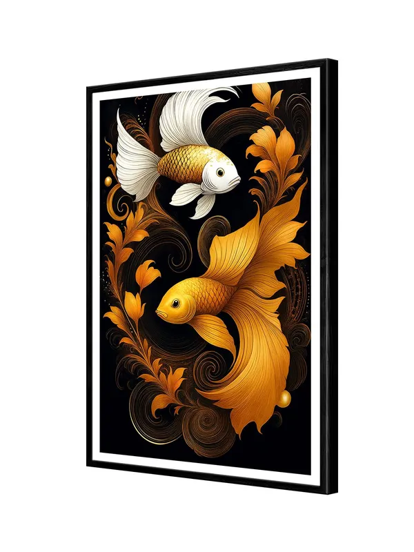 Box_Fiber_Canvas_Painting_Frame_-_Golden_and_White_Koi_Fish_Swirling_Floral_Canvas_24x36_|_Ornamental_Japanese_Decor_BLF24360865