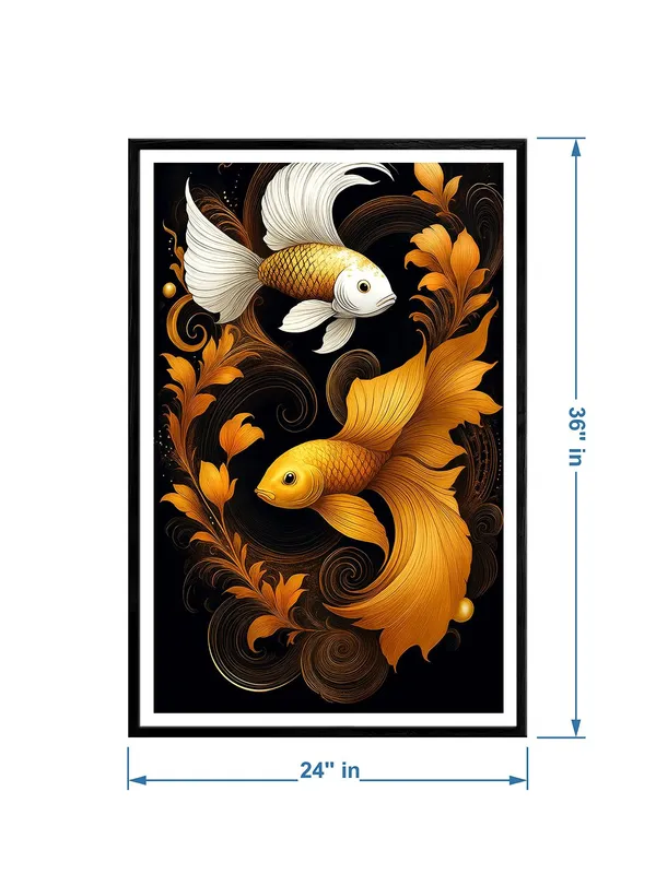Box_Fiber_Canvas_Painting_Frame_-_Golden_and_White_Koi_Fish_Swirling_Floral_Canvas_24x36_|_Ornamental_Japanese_Decor_BLF24360865