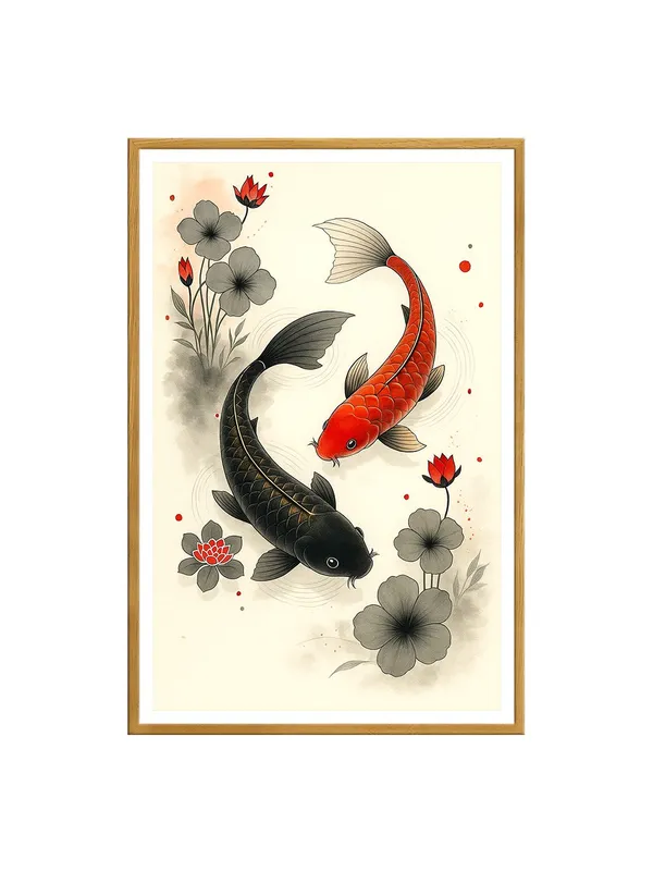 Yin_Yang_Koi_Fish_Canvas_Art_-_24x36_Box_Fiber_Frame_|_Red_&_Black_Minimalist_Style_|_Zen_Harmony_Painting_|_Japanese_Ink_Wall_Decor_GOF24360907