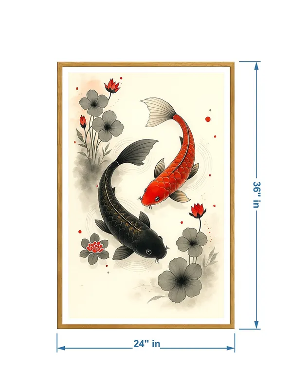 Yin_Yang_Koi_Fish_Canvas_Art_-_24x36_Box_Fiber_Frame_|_Red_&_Black_Minimalist_Style_|_Zen_Harmony_Painting_|_Japanese_Ink_Wall_Decor_GOF24360907